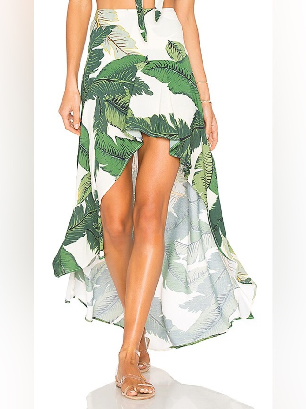 Beach Riot Rachel Skirt in Green Palm Tropical Wrap Maxi Skirt